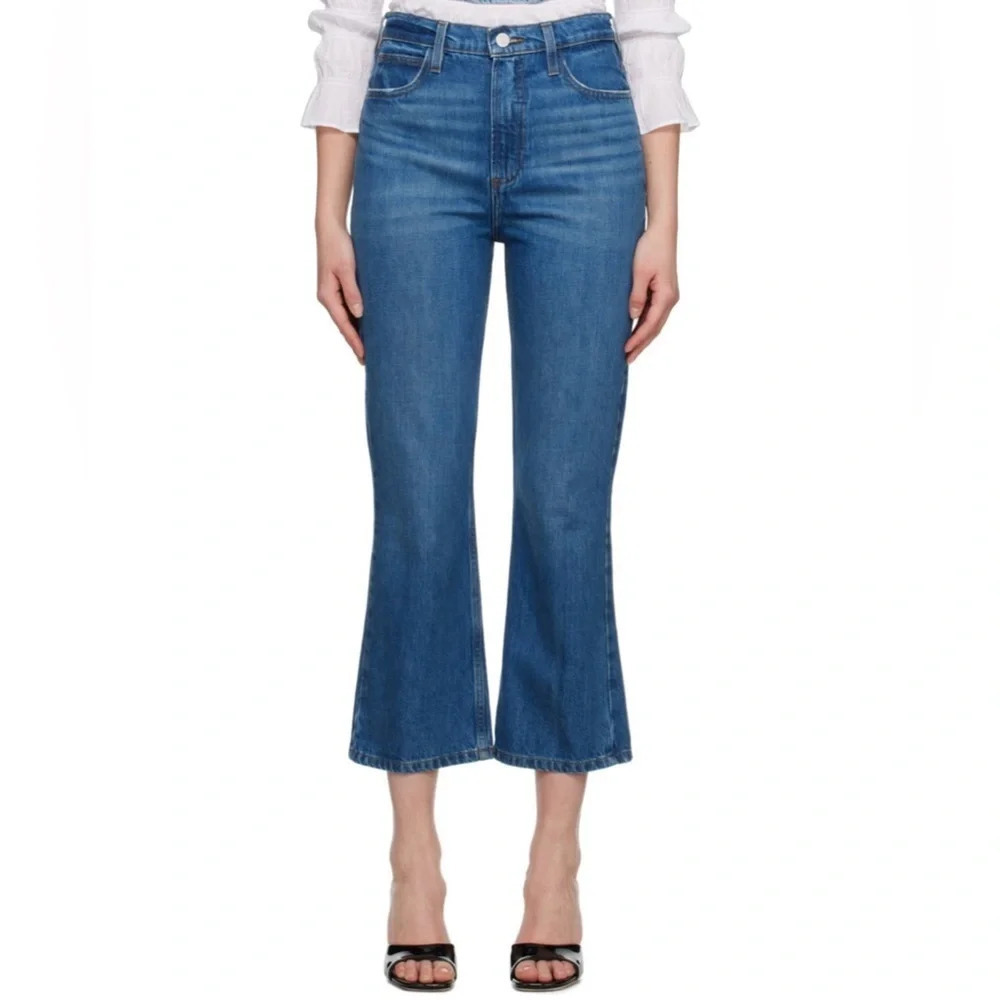 FRAME Blue Le High 'N' Tight Crop Mini Boot Jeans